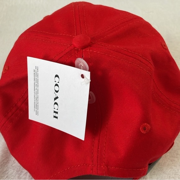 Coach Red Baseball Hat with Embroidered Logo - Picture 3 of 10